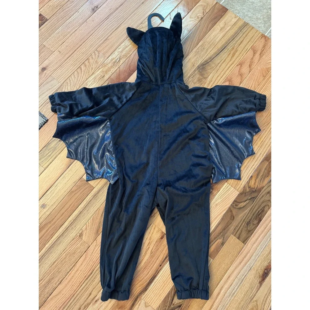 Toddler Bat Halloween Costume Black Velvet Iridescent Wings 18-24M NEW